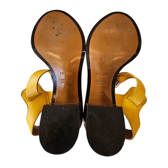Fendi Leather Sandal Yellow Block Heel Women’s size EU 36 US 6 Made in Italy - Picture 7 of 12